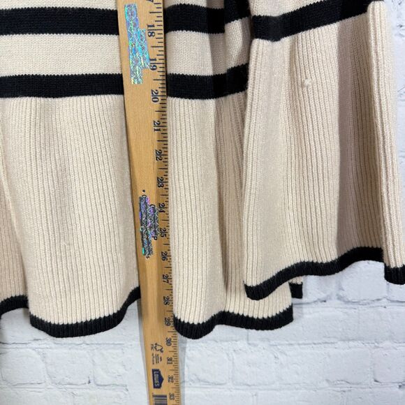 Preppy Oversized Turtleneck Sweater Women Medium Striped Flared Hem Bell Sleeve - Picture 9 of 9